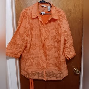 JH Collectibles outer lacey button down s3x and Olivia inner dressy TShirt s2x